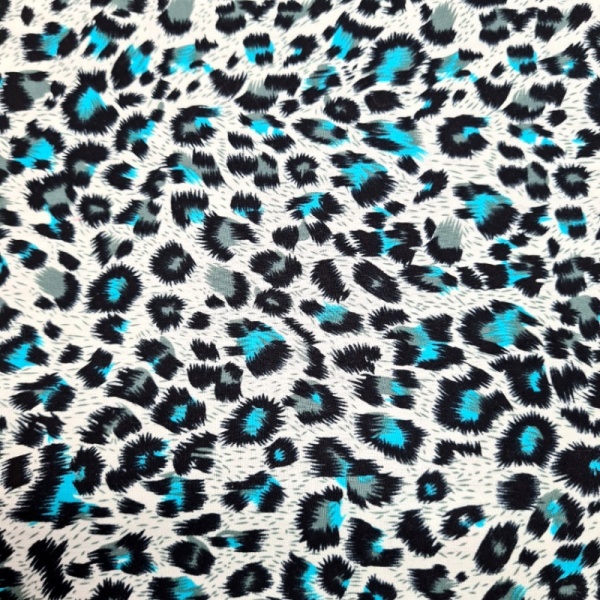 Cotton Poplin - Turquoise Leopard